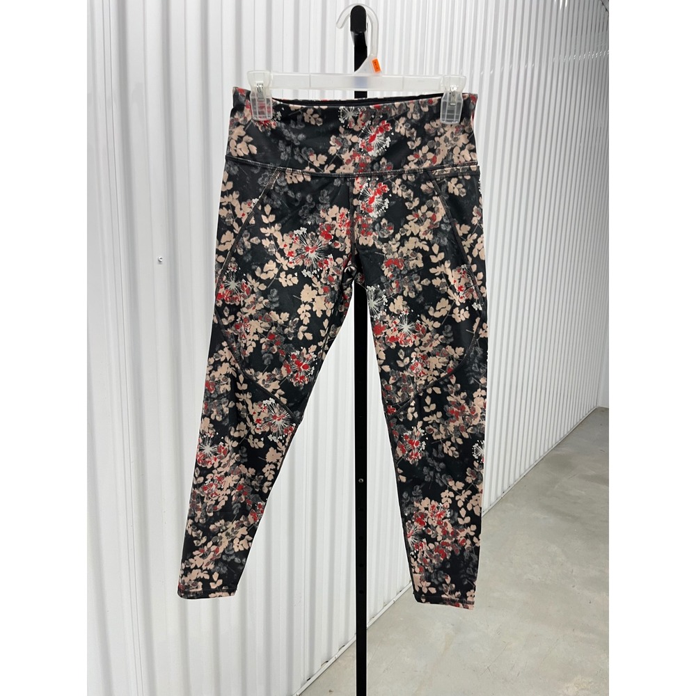Sweaty Betty The Power 7/8 Floral Leggings Womens Size S Black Red SB5400A